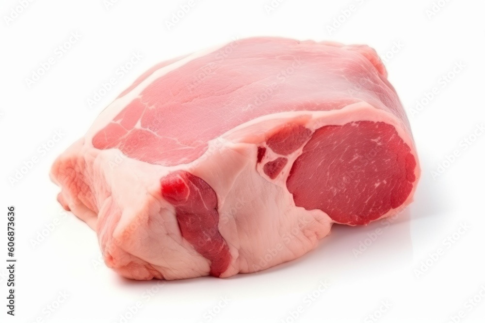 Raw pork leg isolated on white background, Generative ai Raw pork leg isolated on white background, Generative ai