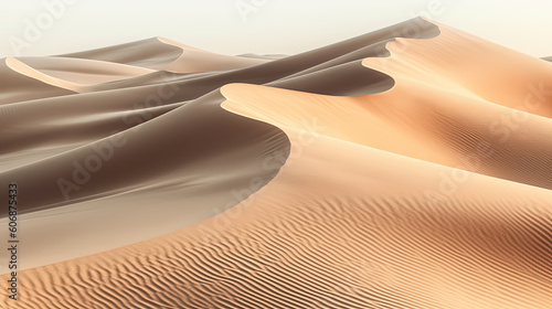 Winding peaks of sand dunes in the desert  no tracks or foot prints  untouched desert landscape
