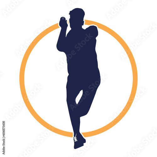 Cricket bowling fast bowler inside a ring vector illustration