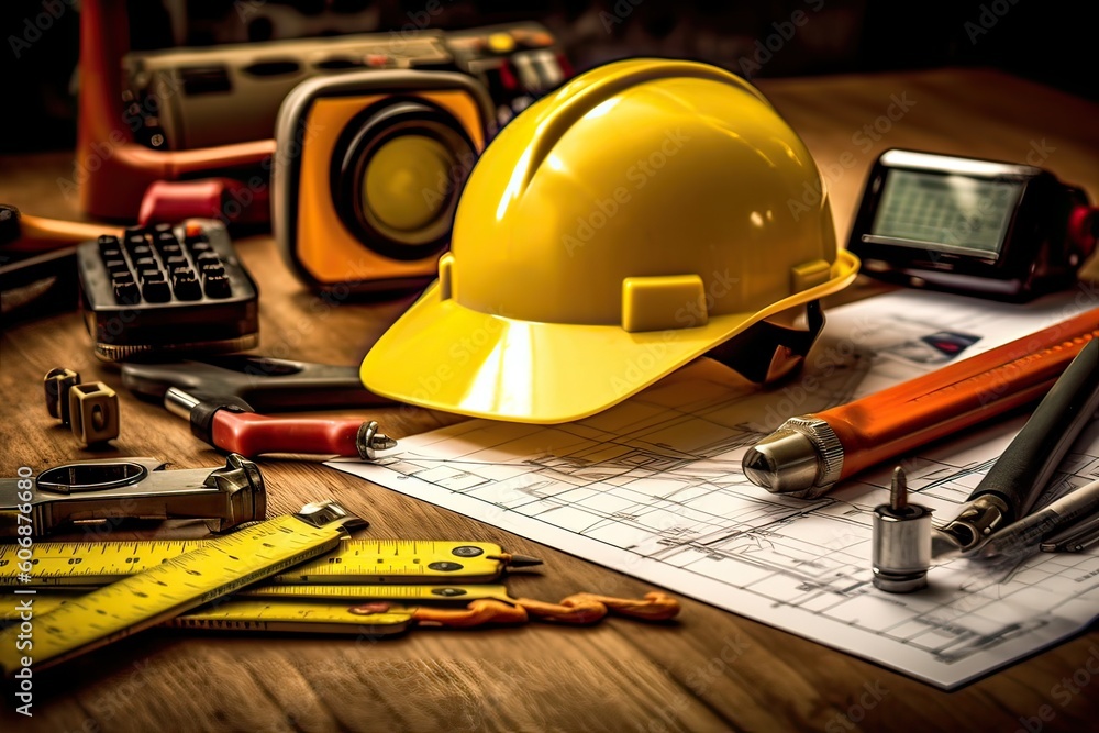 electrical engineer table and stuff tools equipment photography Generative AI 