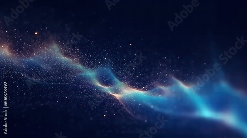 Dark blue and glow particle abstract background 1 Ai Generative