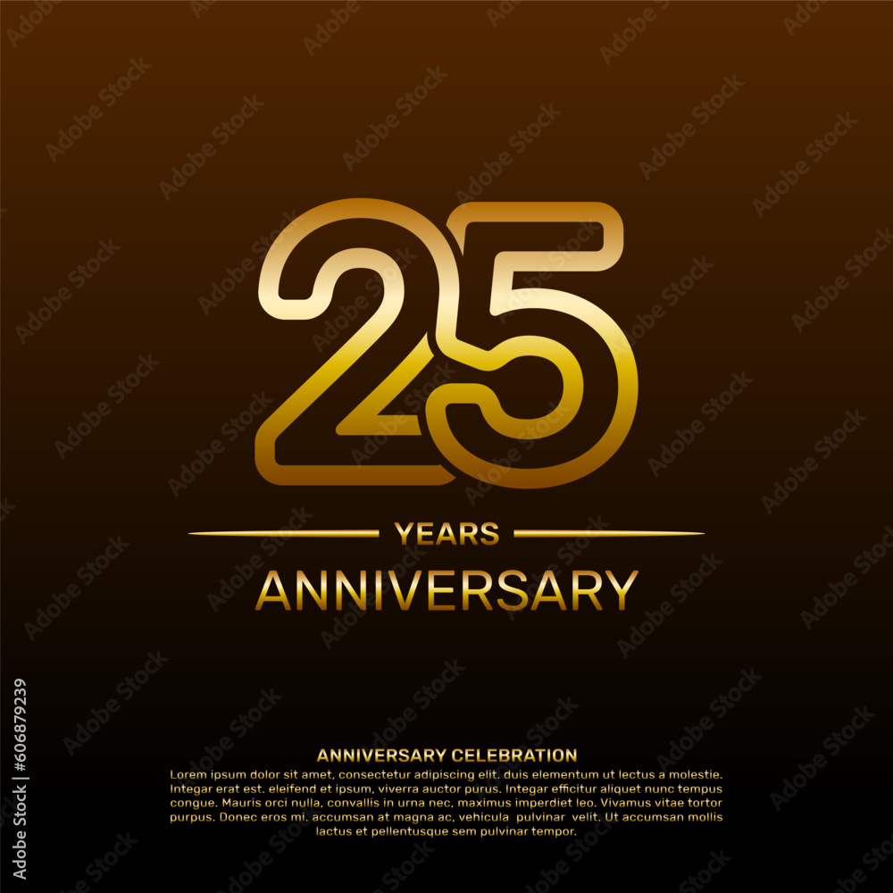 25th year anniversary design template in gold color. vector template illustration 25th year anniversary design template in gold color. vector template illustration