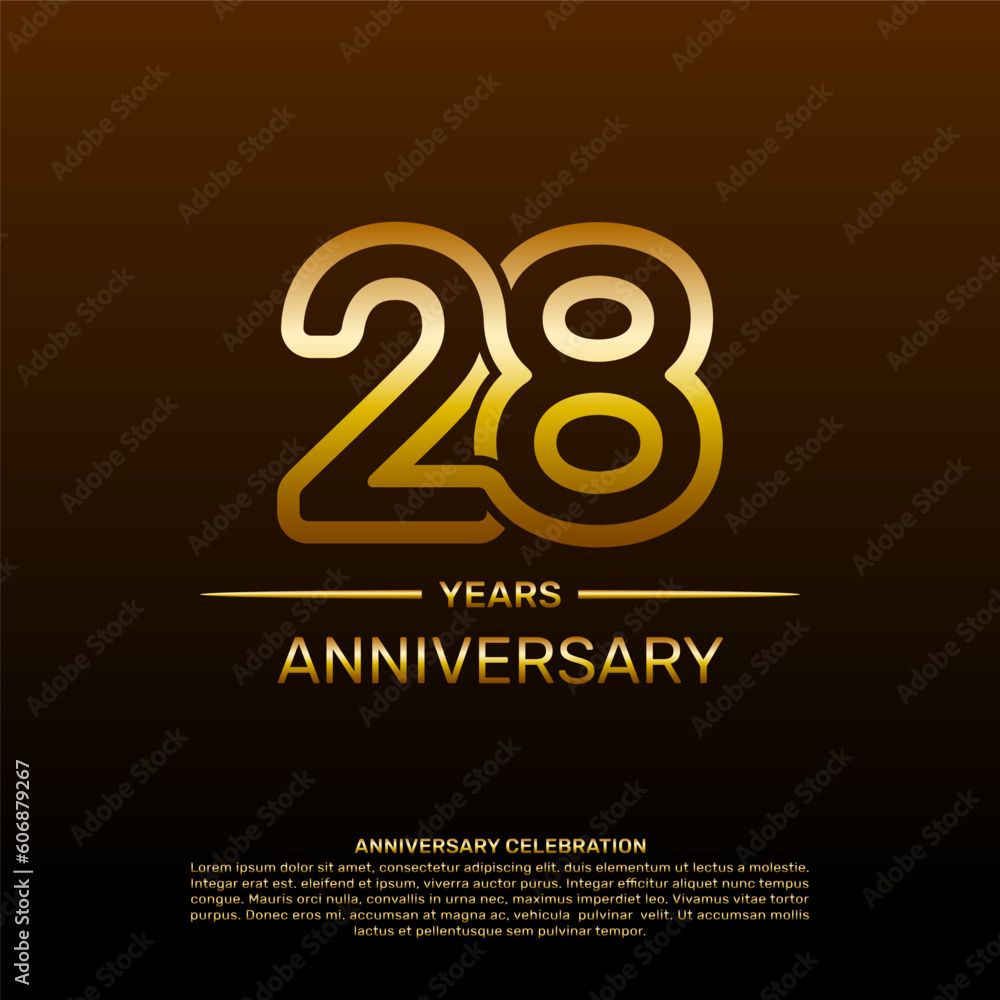 28th year anniversary design template in gold color. vector template illustration 28th year anniversary design template in gold color. vector template illustration
