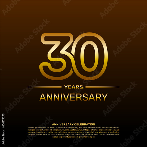 30th year anniversary design template in gold color. vector template illustration