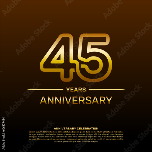 45th year anniversary design template in gold color. vector template illustration
