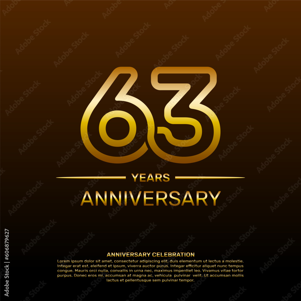 63th year anniversary design template in gold color. vector template illustration 63th year anniversary design template in gold color. vector template illustration