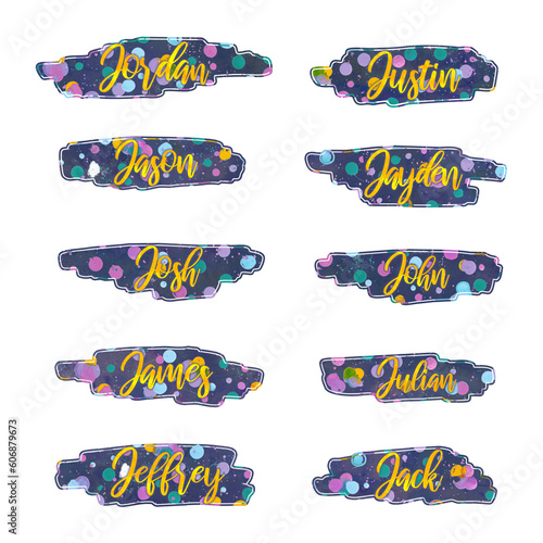 boy names that start with J, sticker, label, template, gift tag, png file, Jordan, Justin, Jason, Jayden, Josh, John, James, Julian, Jeffrey, Jack photo