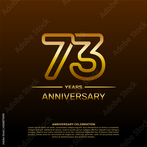 73th year anniversary design template in gold color. vector template illustration