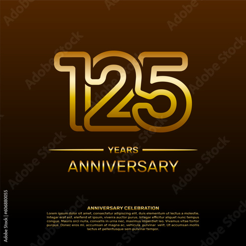 125th year anniversary design template in gold color. vector template illustration