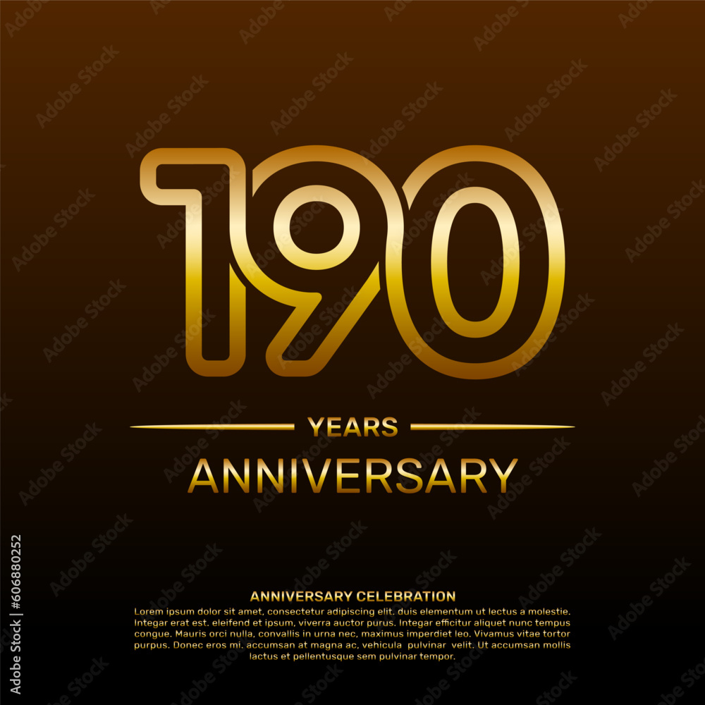 190th year anniversary design template in gold color. vector template illustration 190th year anniversary design template in gold color. vector template illustration