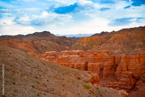 Natural unusual landscape red canyon of unusual beauty is similar to the Martian landscape  the Charyn canyon