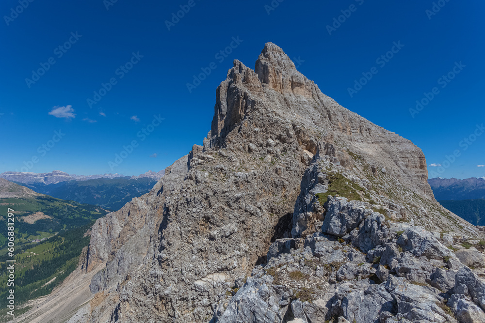 Fototapeta premium Northern slope of Latemar Peak which is what remains of an ancient Triassic coral reef. UNESCO world heritage site, Trentino-Alto Adige, Italy, Europe