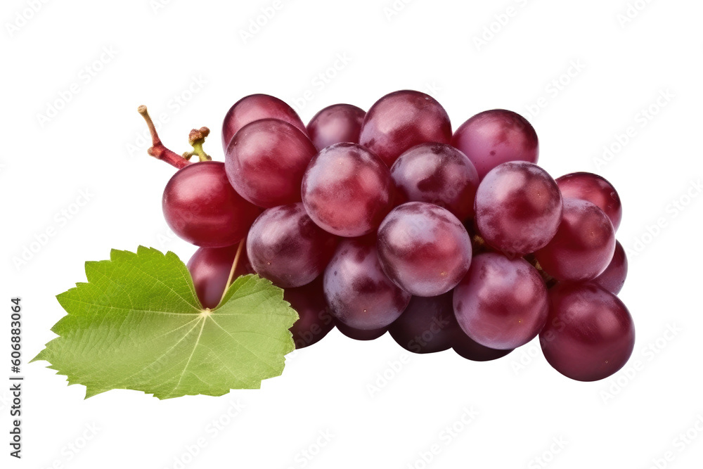 Red grape with leaves on transparent background Red grape with leaves on transparent background