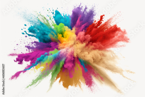 explosion of colored powder white background. abstract colored background. Generative ai