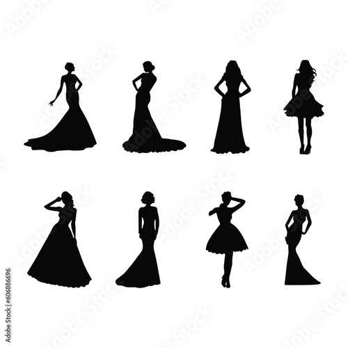 Women dresses vector art icon illustration.