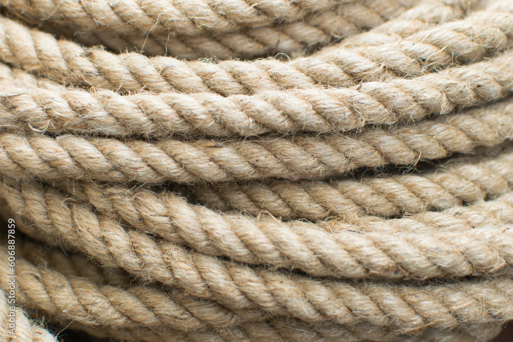 Jute rope, close-up view of the jute rope
