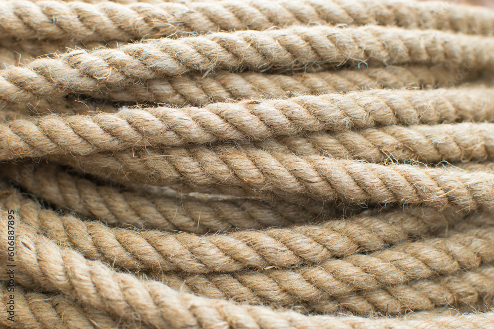 Jute rope, close-up view of the jute rope