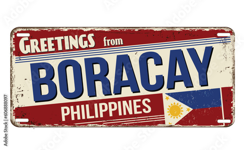 Greetings from Boracay vintage rusty metal sign