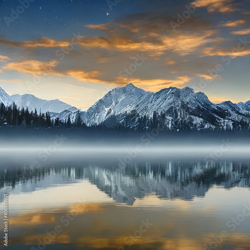 1317 Mystical Moonlit Lake  A mystical and enchanting background featuring a moonlit lake with shimmering reflections  mystical creatures  and a magical and ethereal atmosphere1  Generative AI