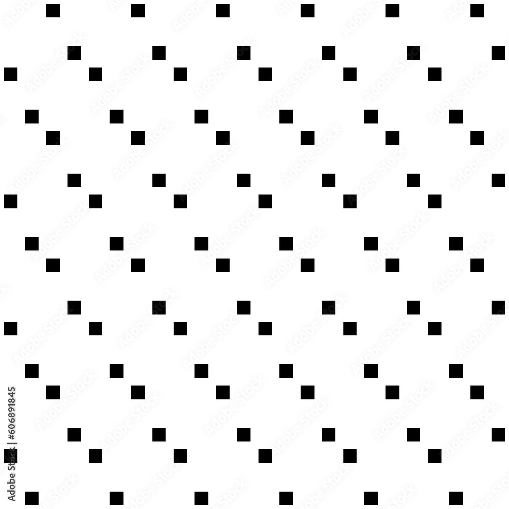 Squares abstract wallpaper. Repeated black geometrical figures on white background. Seamless surface pattern design with polygons. Mosaic motif. Digital paper for page fills, web designing. Vector art