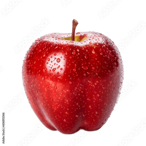 Red Apple on Transparent Background. AI