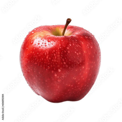 Red Apple on Transparent Background. AI