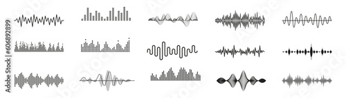 Sound wave set. Voice record icon set. Vector illustration photo