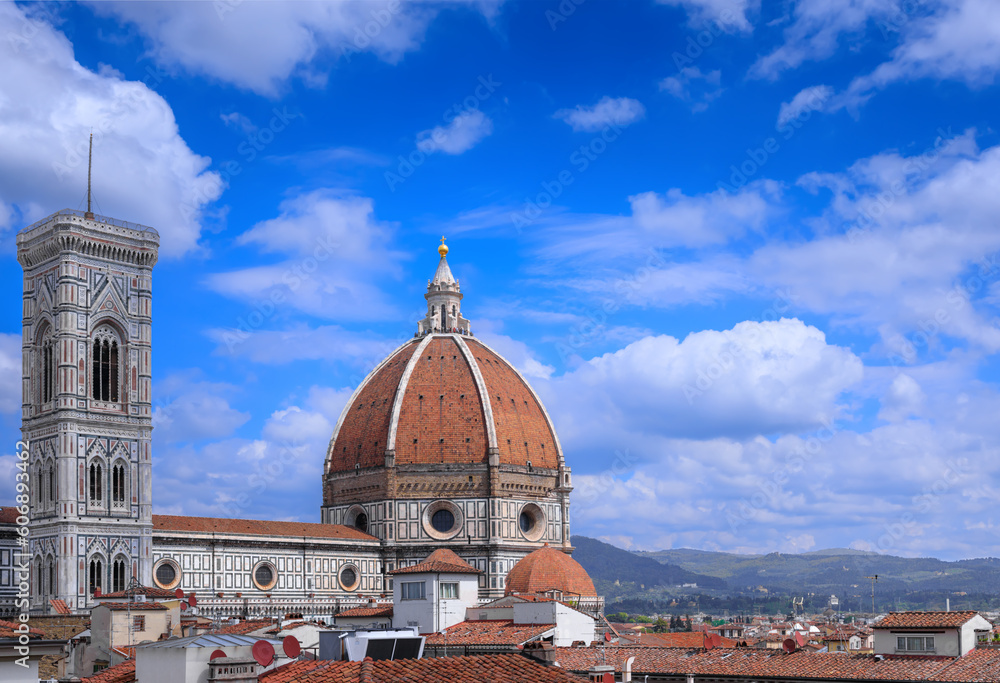 Florence skyline: Cathedral of Santa Maria del Fiore and Giotto's Bell Tower.