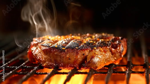 grilled meat on the grill , generative ai