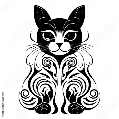 Abstract cat drawing with a fusion of lines and shapes  capturing the feline grace and enigmatic charm in a unique artistic interpretation