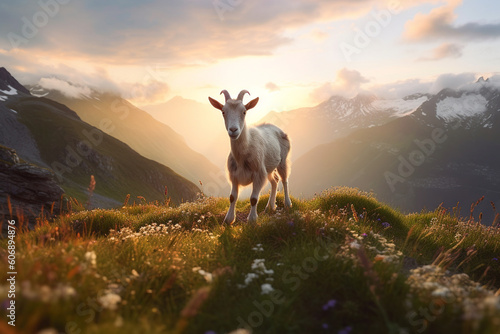 Beautiful shot of goat created with generative ai