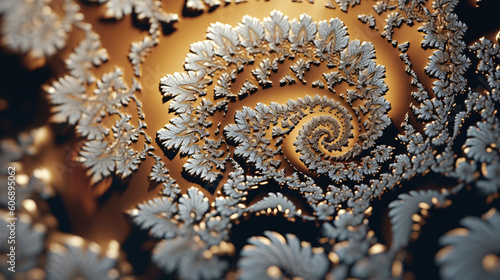 Beautifully generated mandelbrot fractals in vibrant colors of gold, silver, black and natural colors in 3D and 2D. Use as backdrops and backgrounds. Explore diverse shapes. , Generative AI, Generativ © Dennis Hoppe
