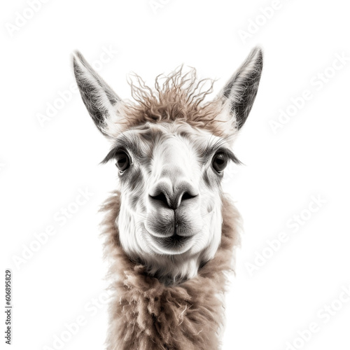 Llama head isolated on transparent background. AI © Usmanify