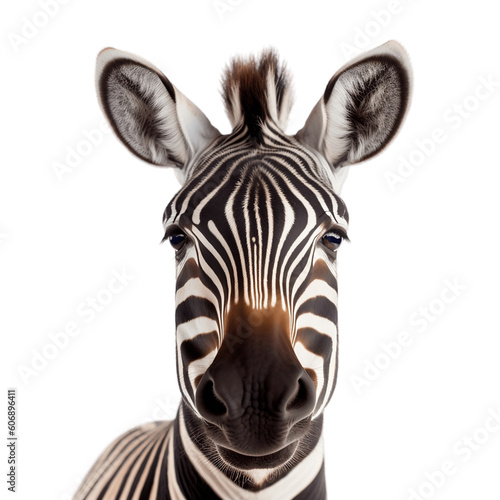 Zebra face isolated on transparent background. AI
