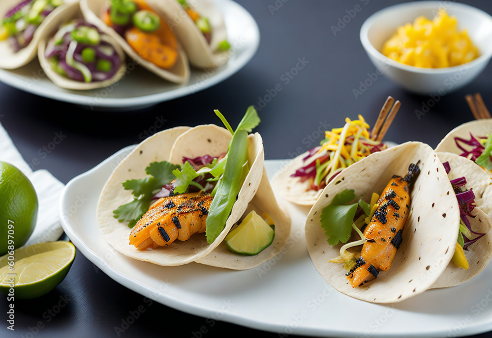Artfully Prepared Gourmet Tacos - Realistic Photo (AI Generated) Artfully Prepared Gourmet Tacos - Realistic Photo (AI Generated)