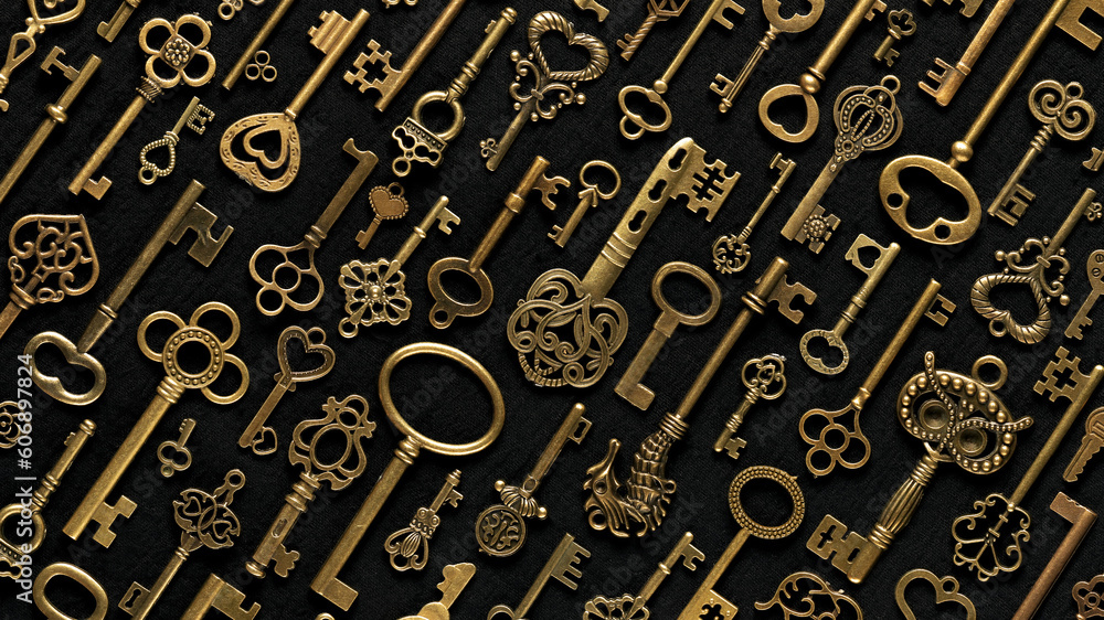 Φωτογραφία Vintage Victorian style golden skeleton keys