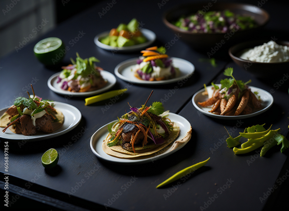 Artfully Prepared Gourmet Tacos - Realistic Photo (AI Generated)