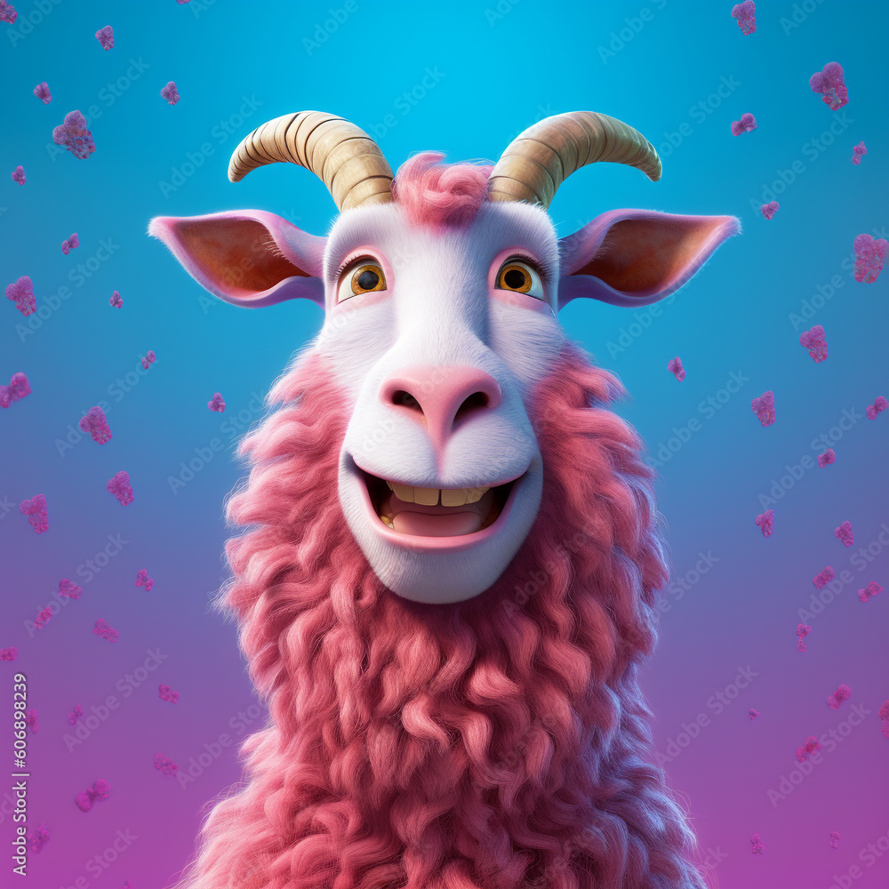 Obraz premium Eid al-Adha Happiness - A happy goat made with generative ai
