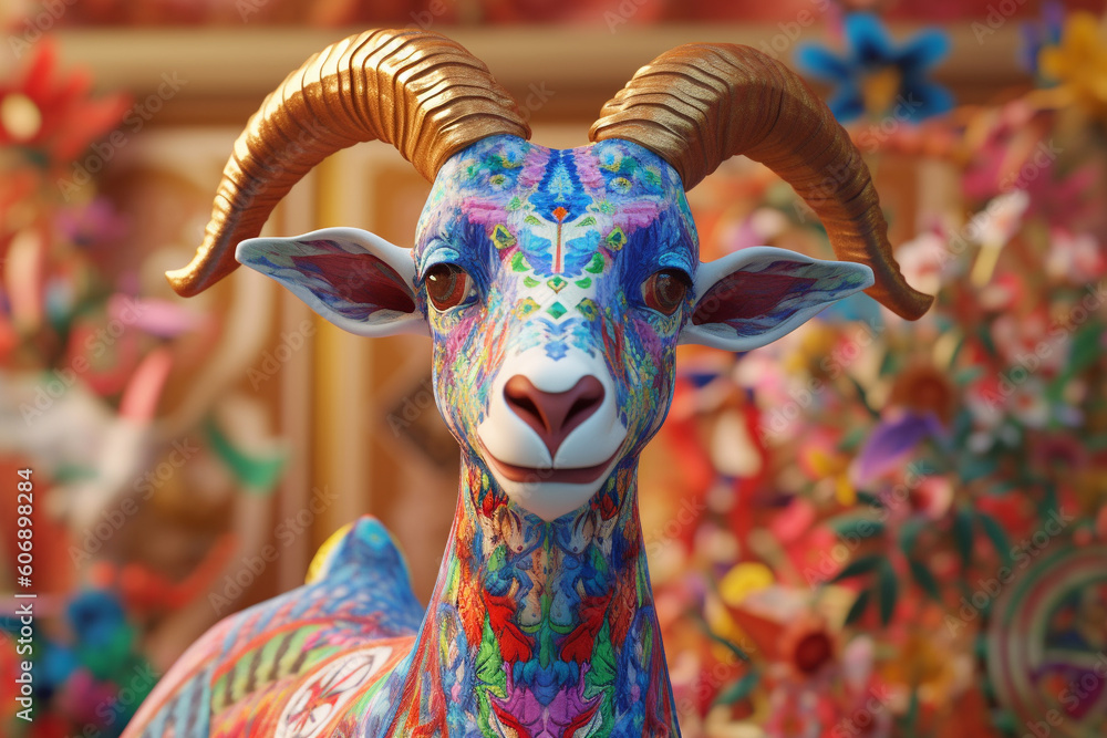 Obraz premium Eid al-Adha Happiness - A happy goat made with generative ai