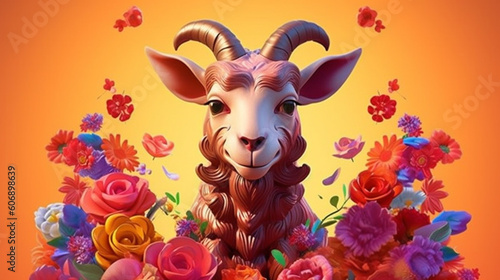 Eid al-Adha Happiness - A happy goat made with generative ai