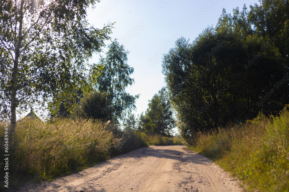 Beautiful rural road in the countryside, day landscape Beautiful rural road in the countryside, day landscape
