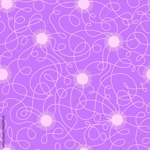 Abstract floral seamless flower line art pattern for wrapping paper and fabrics and linens and festive packaging