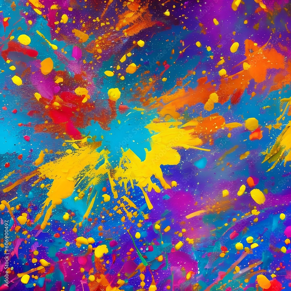 1419 Abstract Paint Splatters: An artistic and abstract background featuring vibrant paint splatters in dynamic and energetic colors, adding a sense of movement and artistic expression5, Generative AI
