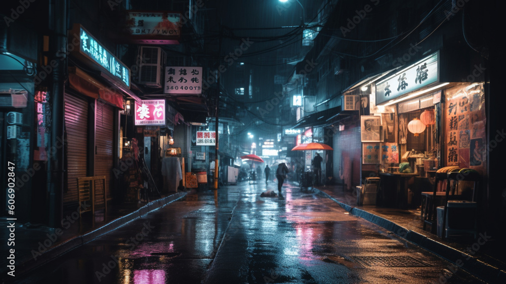 Photography of streets with neon lights. IA generative. Photography of streets with neon lights. IA generative.