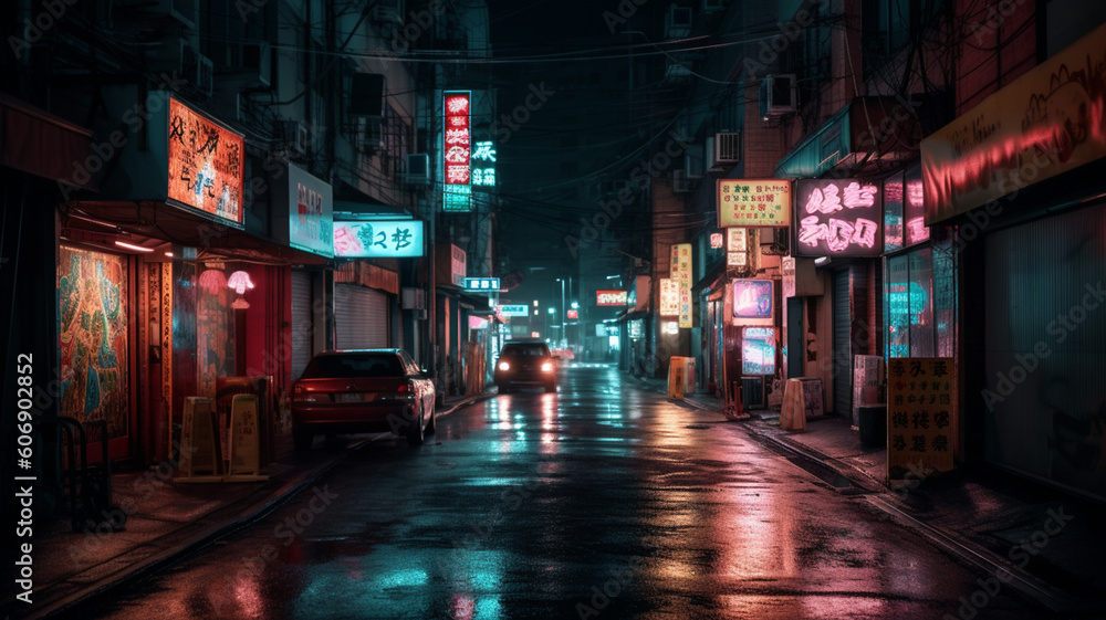 Photography of streets with neon lights. IA generative. Photography of streets with neon lights. IA generative.