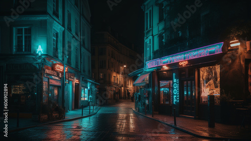 Photography of streets with neon lights. IA generative. © Moon Project