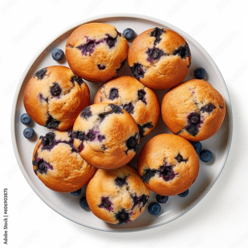 Plate of Blueberry Muffins (Generative AI) Plate of Blueberry Muffins (Generative AI)