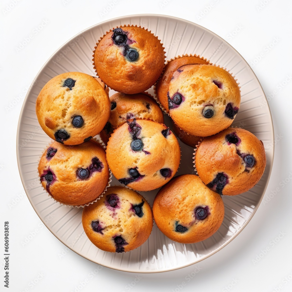 Plate of Blueberry Muffins (Generative AI) Plate of Blueberry Muffins (Generative AI)