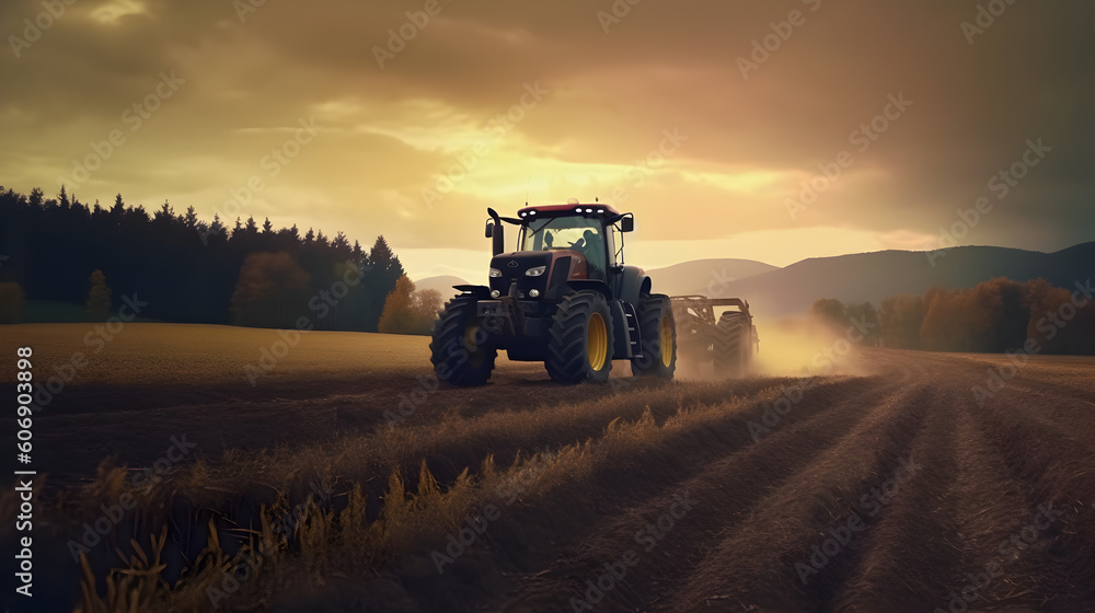Fototapeta premium tractor in the field