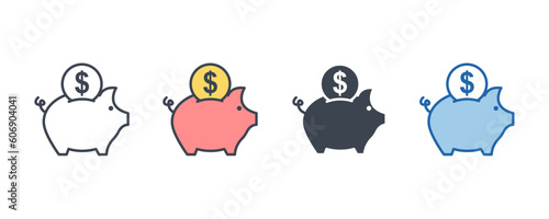 Piggy bank icon symbol template for graphic and web design collection logo vector illustration